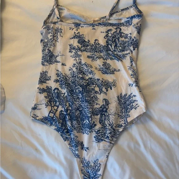 Toile de jouy corset style bodysuit - Picture 3 of 4